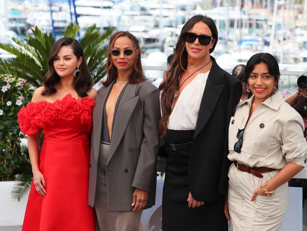 Selena Gomez, Zoe Saldaña, Karla Sofía Gascón y Adriana Paz, el elenco  femenino de "Emilia Pérez", en el festival de Cannes en mayo de 2024