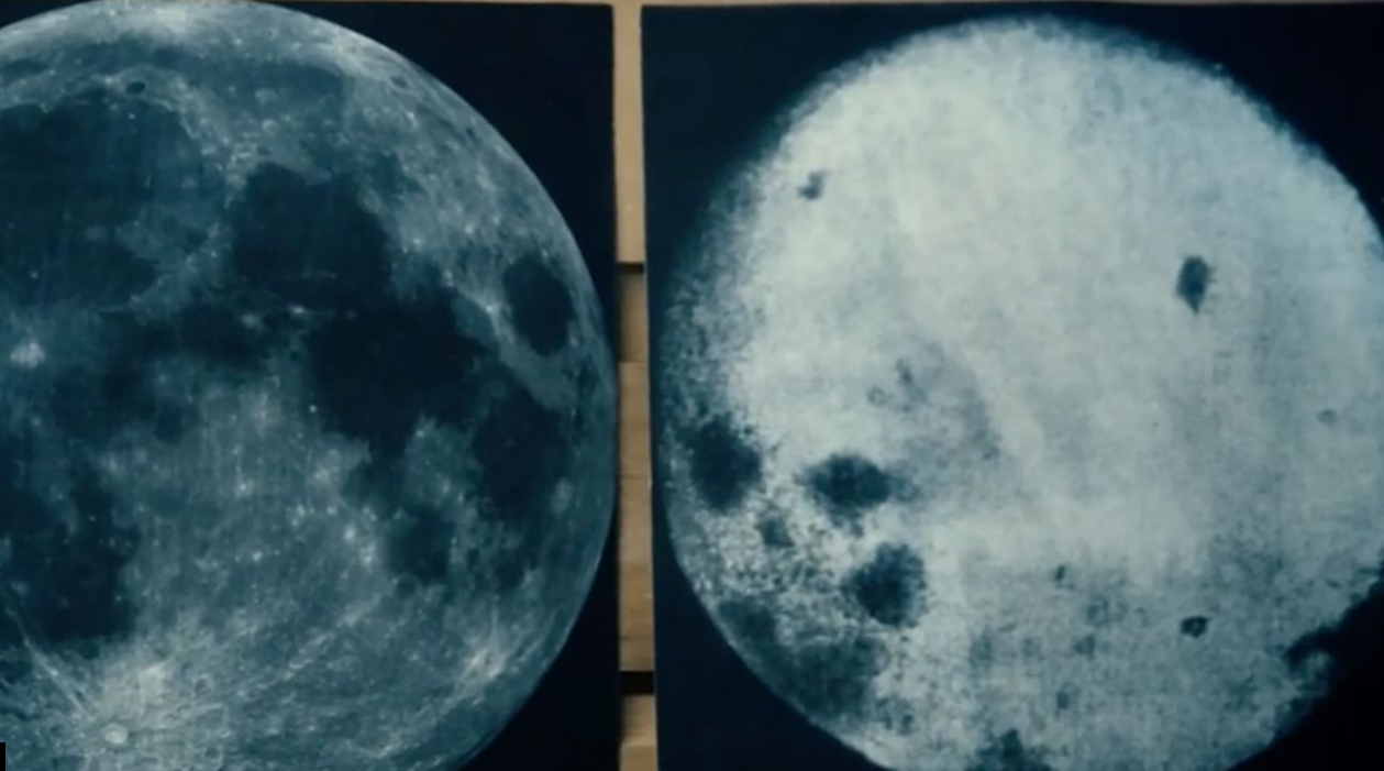 Imagem mostra a Lua como vemos e, à direita, a parte que fica oculta a partir da perspectiva terrestre