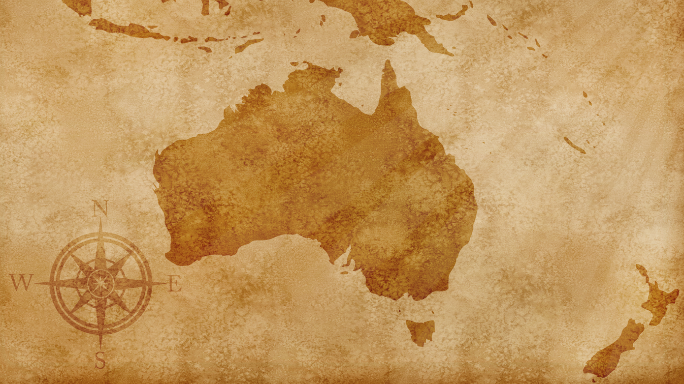 Australia en una ilustración de un mapa