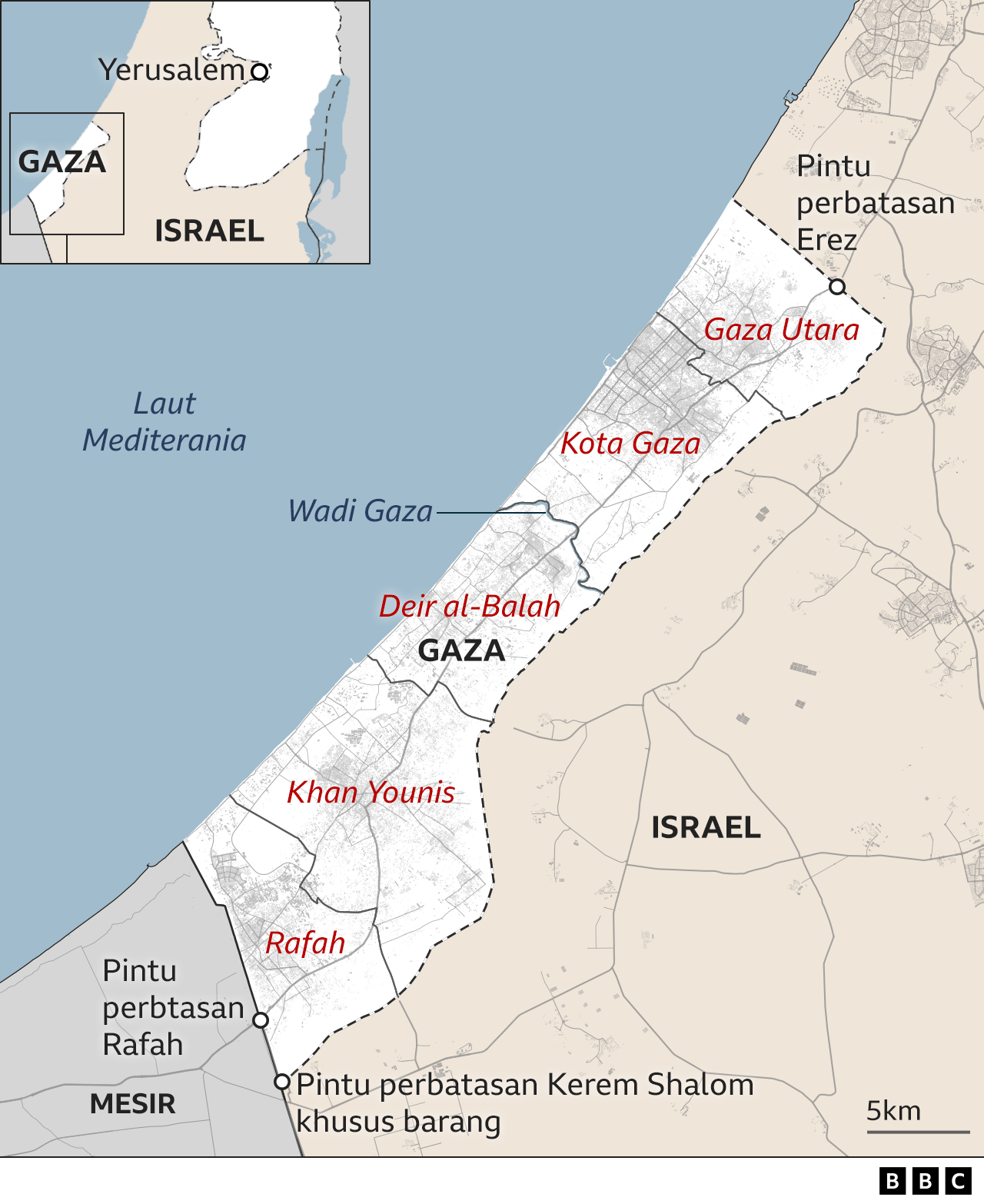 peta distrik Gaza