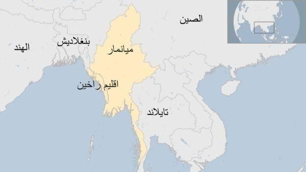 خريطة توضيحية لموقع ميانمار وتايلاند على الخريطة