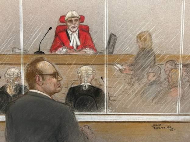 Kevin Spacey en un dibujo del tribunal