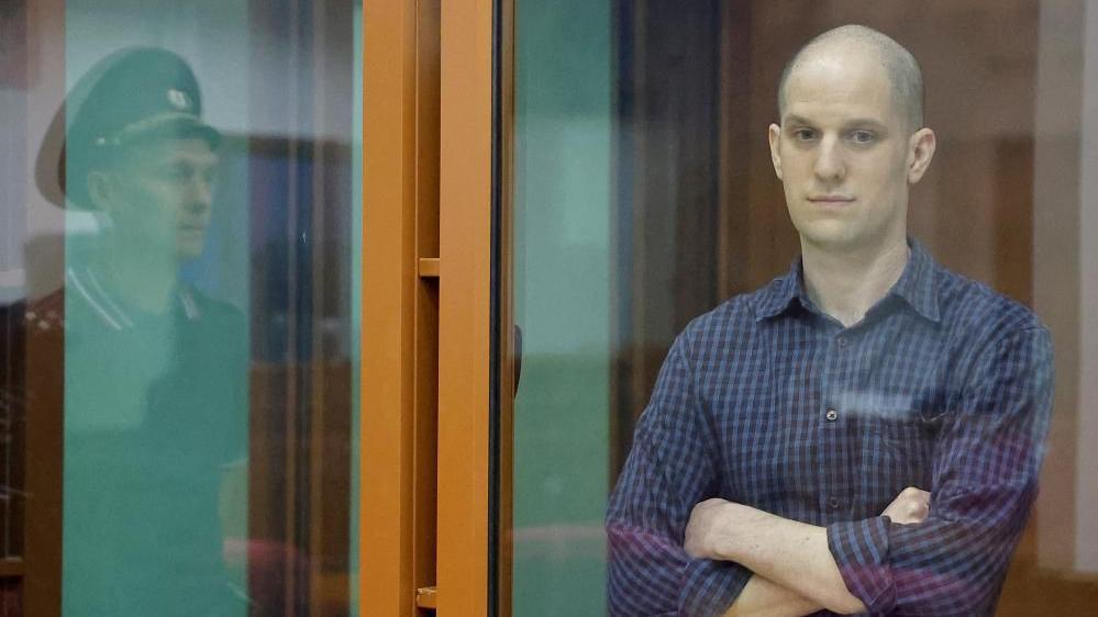 Evan Gershkovich in court as spy trial starts in Russia