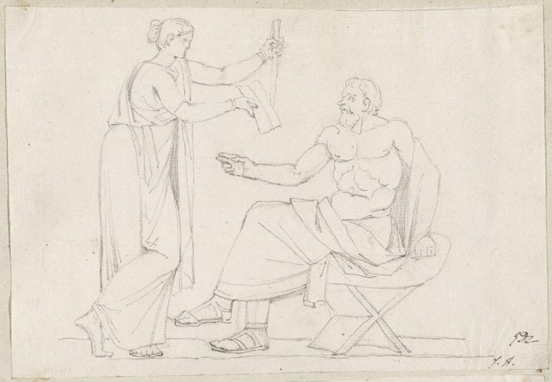 'Sócrates e Diotima', do pintor neoclássico francês Jacques-Louis David (1748-1825).