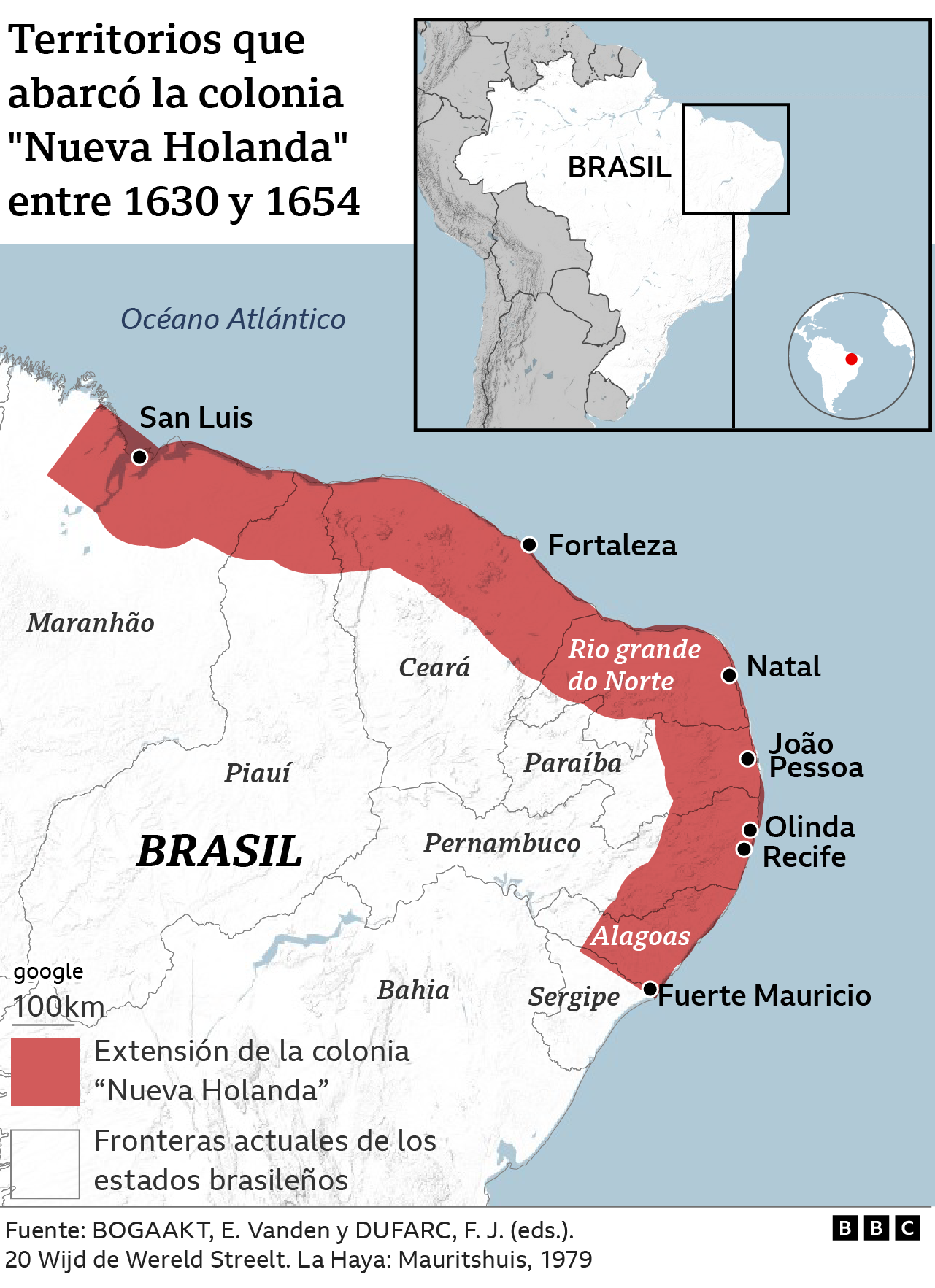 Mapa del territorio que abarcó "Nueva Holanda"