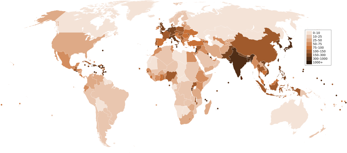 خريطة توزيع سكانية عالمية 