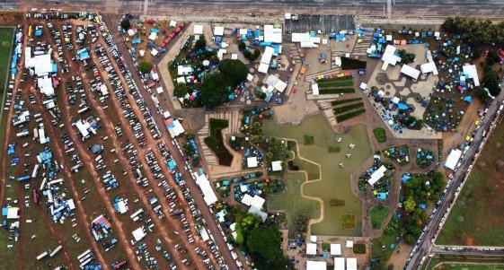 Imagem aérea mostra acampamento bolsonarista em Brasília