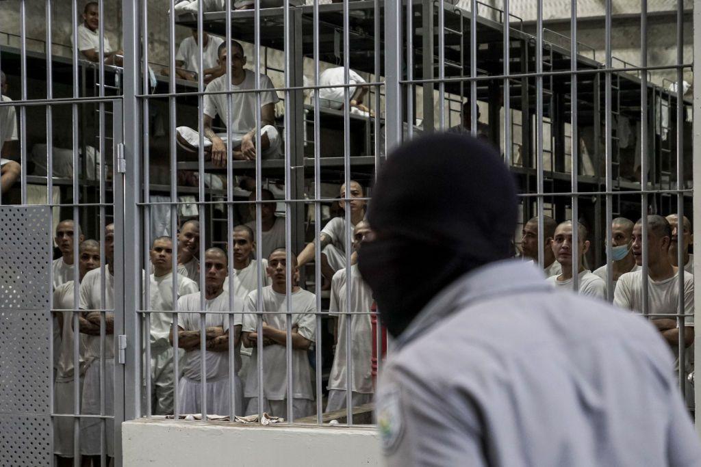 Pandilleros en una celda del Cecot, en Tecoluca, El Salvador, el 12 de octubre de 2023.