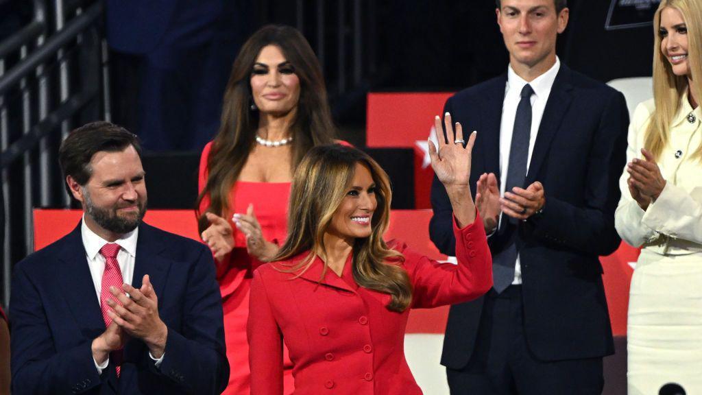 Melania Trump watches husbands convention speech in rare appearance