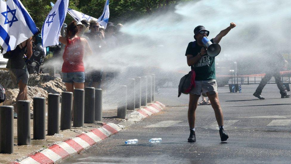 Manifestantes en Israel