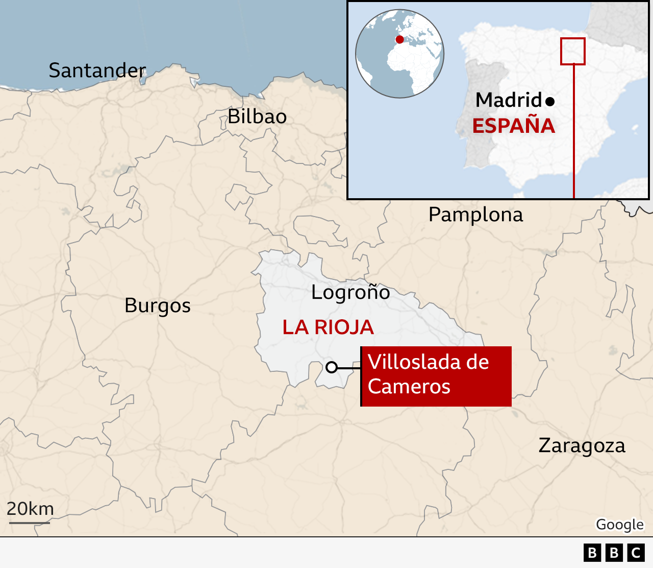 Mapa de España con la ubicación de Villoslada de Cameros