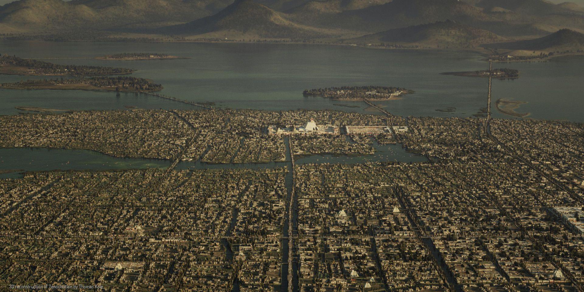 Una visualización panorámica de Tenochtitlan