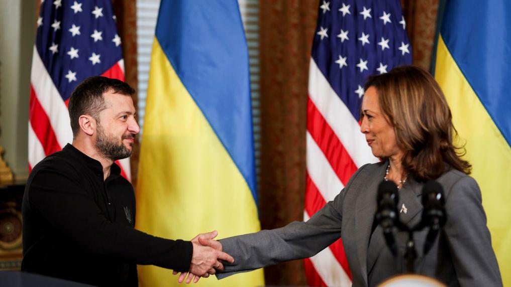 Harris se reunió con el presidente ucraniano en Washington.