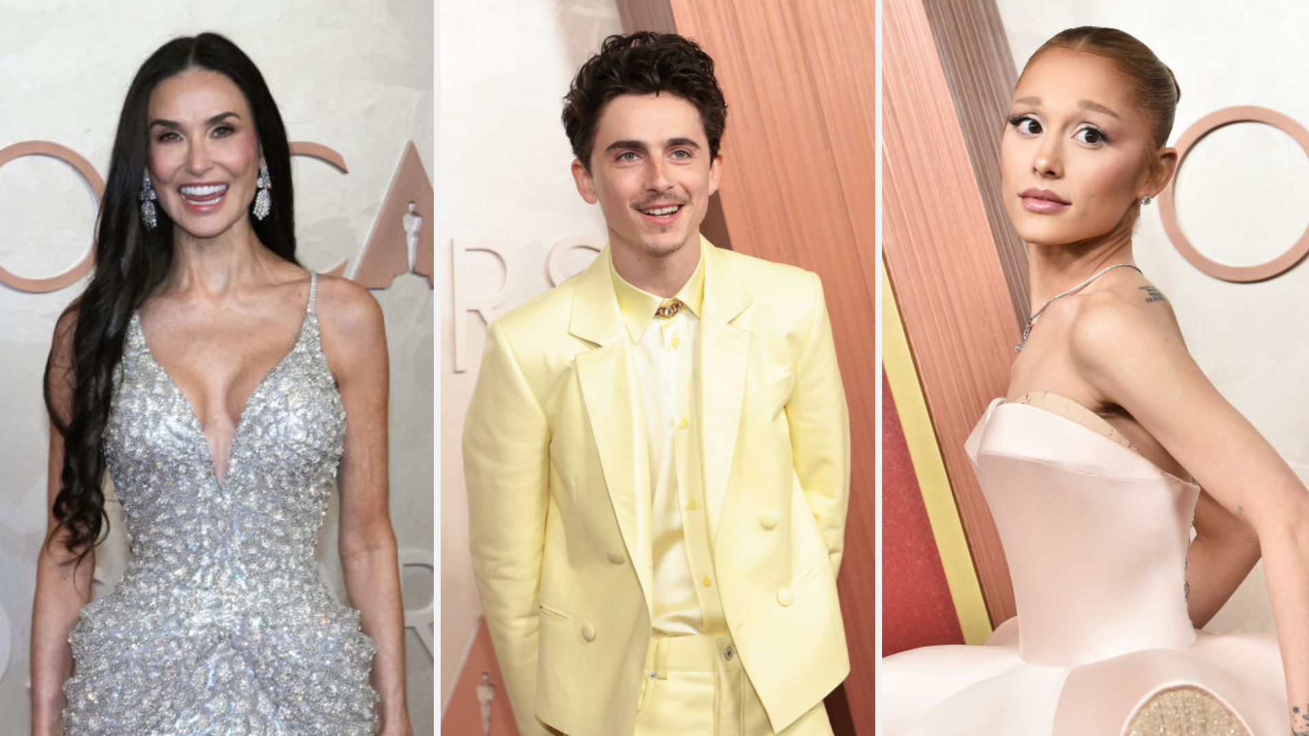 Demi Moore, Timothée Chalamet y Ariana Grande.