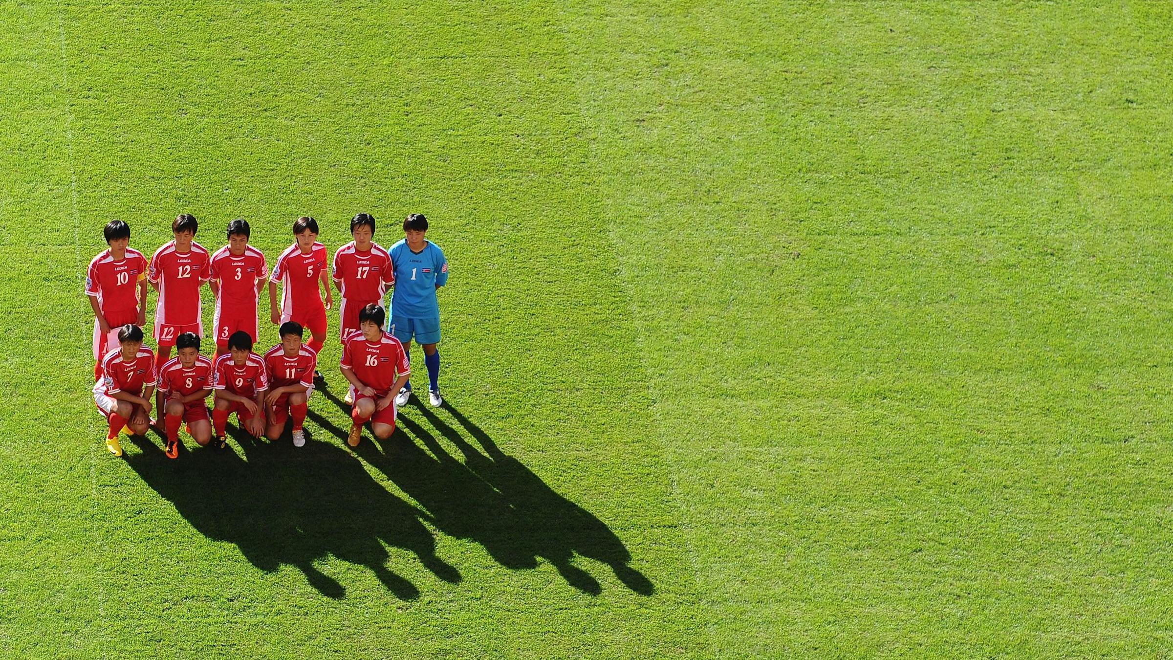 Jogadores da seleção norte-coreana.