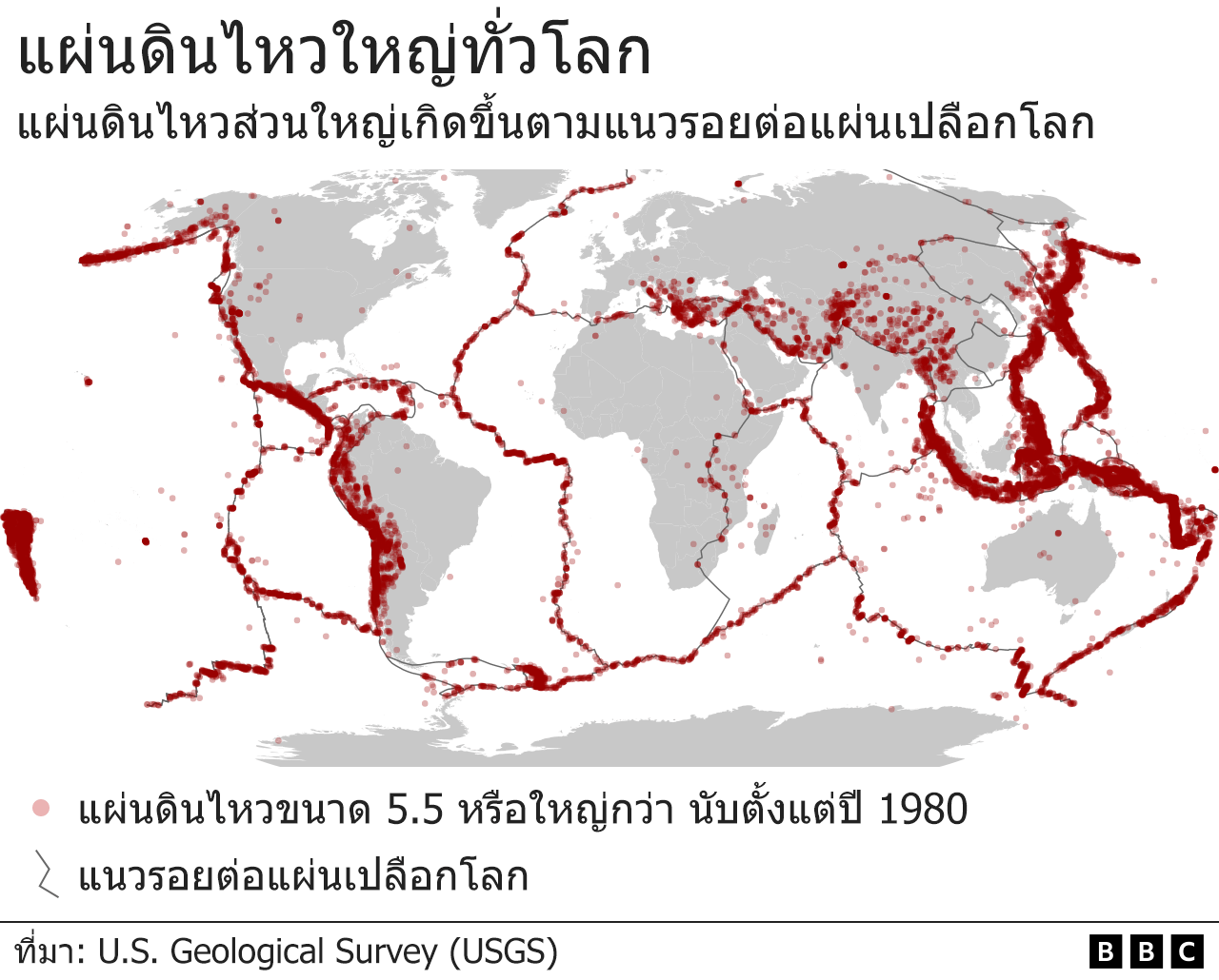 แผ่นดินไหวใหญ่ทั่วโลก