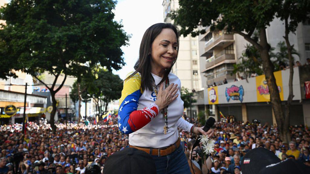 María Corina Machado em protesto