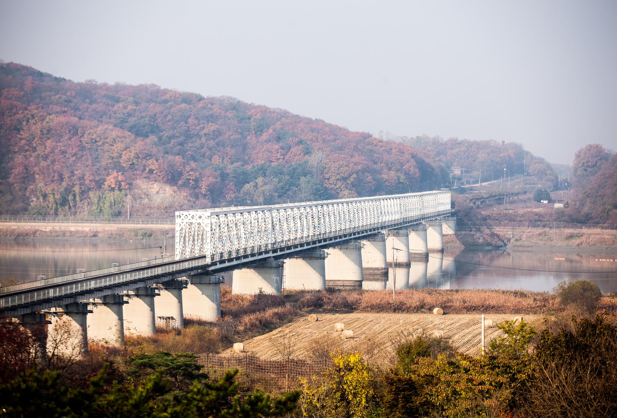 El "Puente de la Libertad", que cruza el río Imjin en la DMZ, fue utilizado por prisioneros y soldados surcoreanos y estadounidenses que regresaron del Norte durante la Guerra de Corea (1950-53). Es el único puente que conecta el Sur y el Norte. 