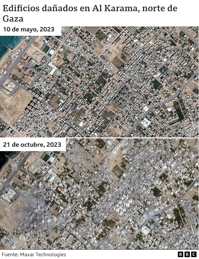 Edificios dañados en Al Karama