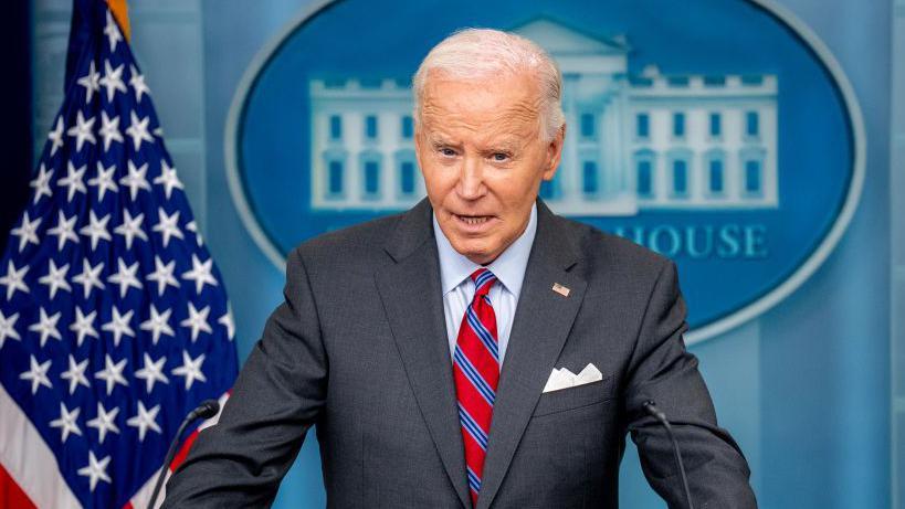 Biden en una conferencia de prensa en la Casa Blanca. 