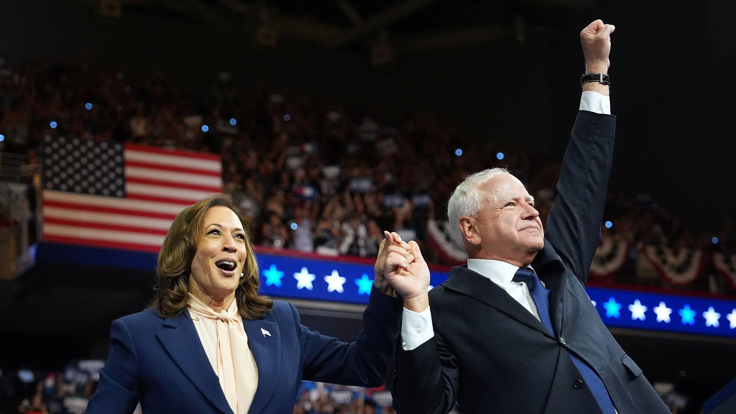 Harris and Walz hold first rally together as new Democratic ticket