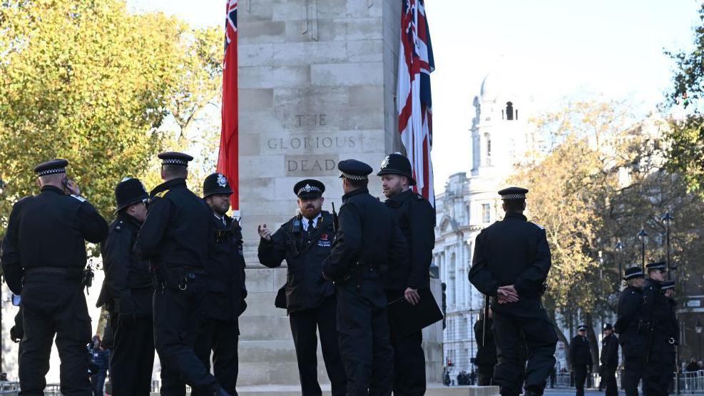 Londra polisi Cenotaph adı verilen 1. Dünya Savaşı kurbanlarını anma anıtı çevresinde önlemler aldı
