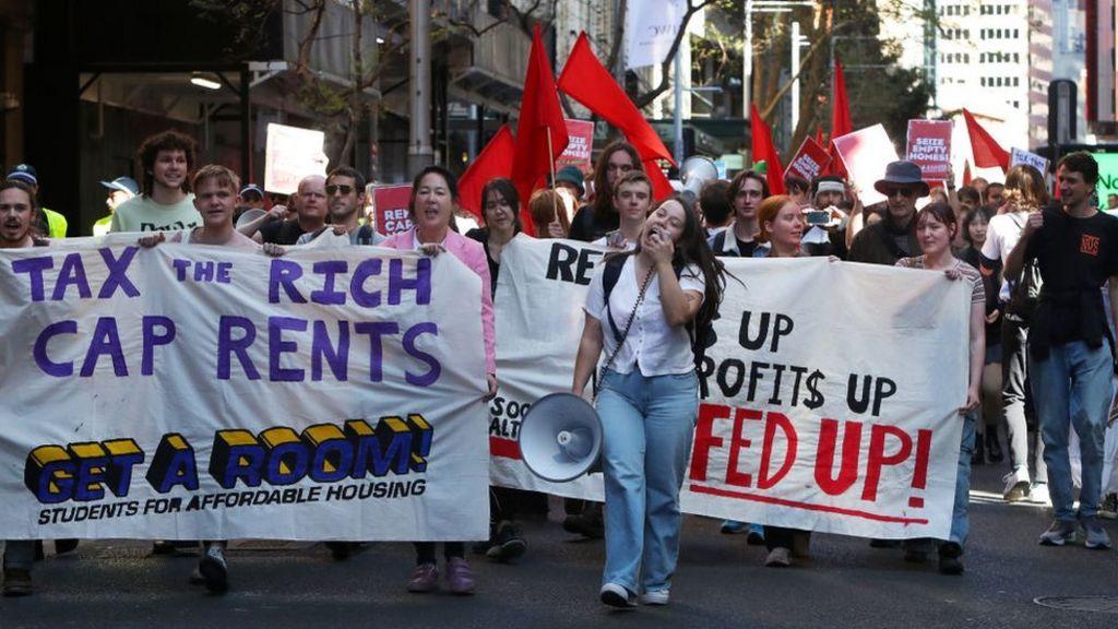 manifestación por la vivienda en Australia 