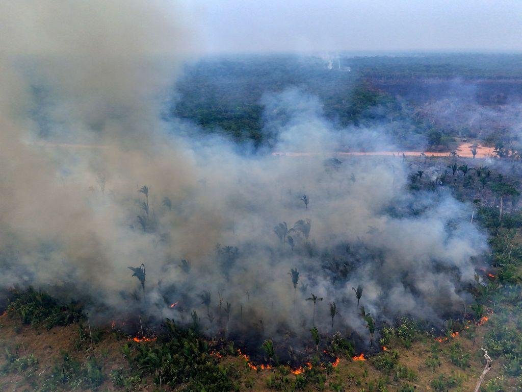 Vista aérea del enorme humo que resultó de un incendio ilegal en la selva amazónica en el norte de Brasil, tomada el 4 de septiembre de 2024. 