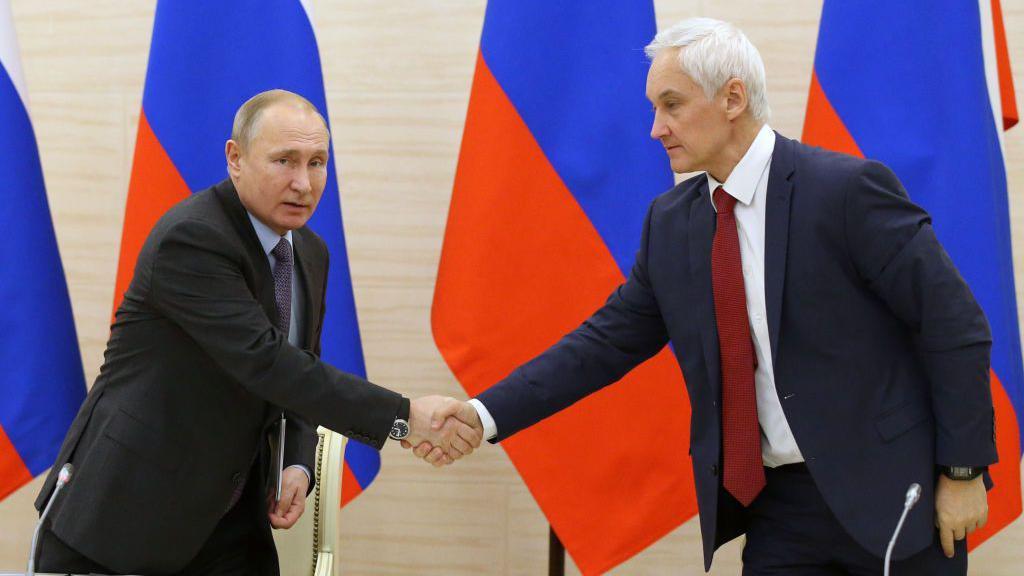 Andrei Belousov y Vladimir Putin