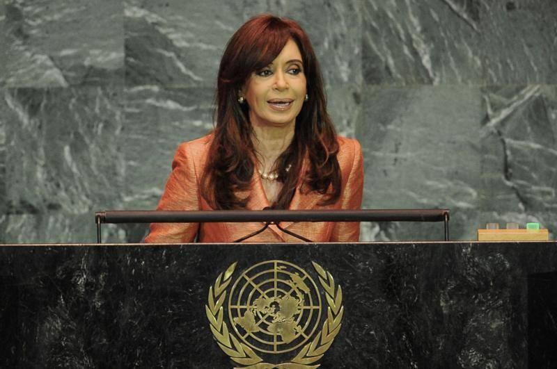 Cristina Fernández hablando en la asamblea general de la ONU