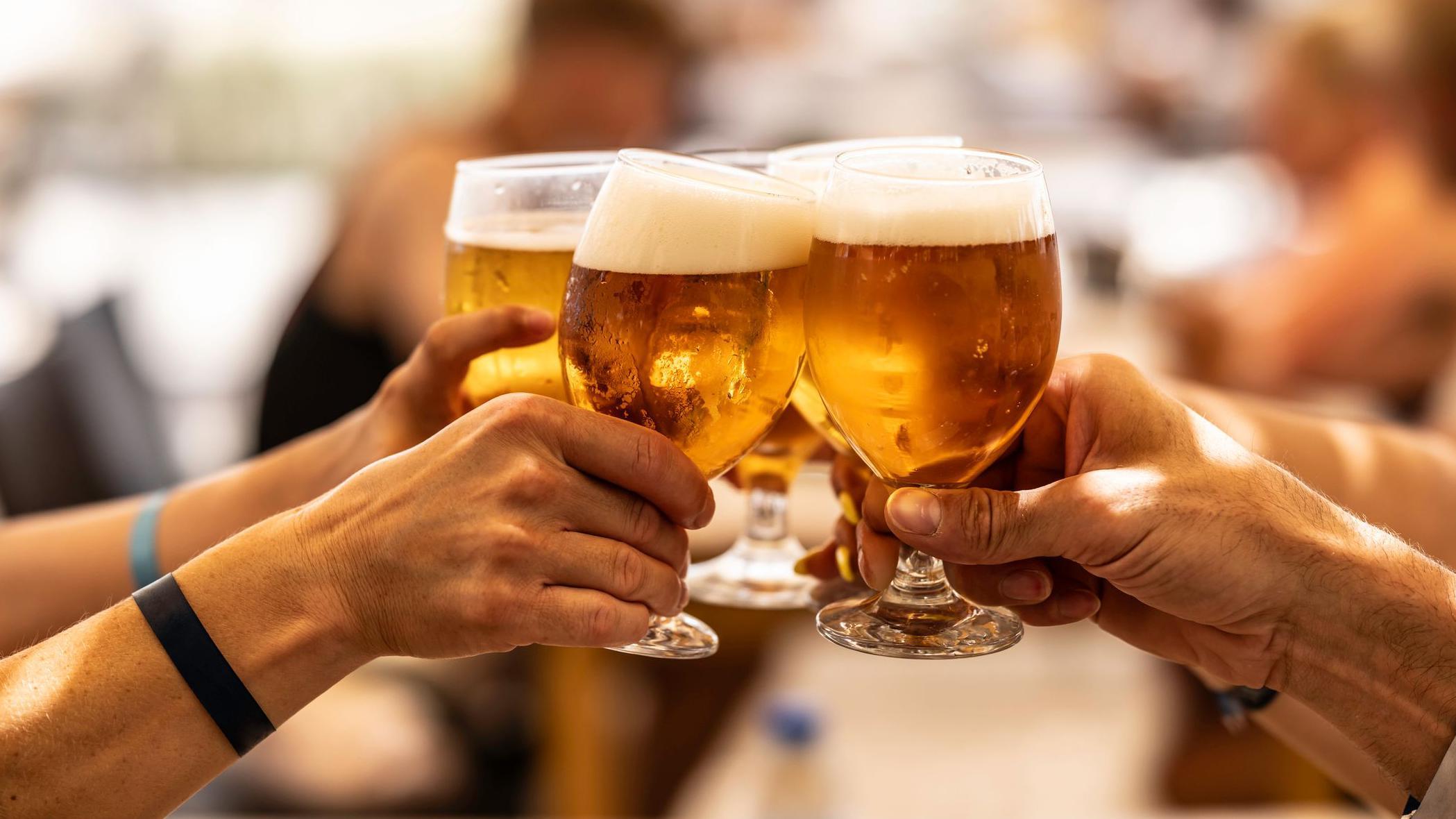 People toasting with glasses of beer