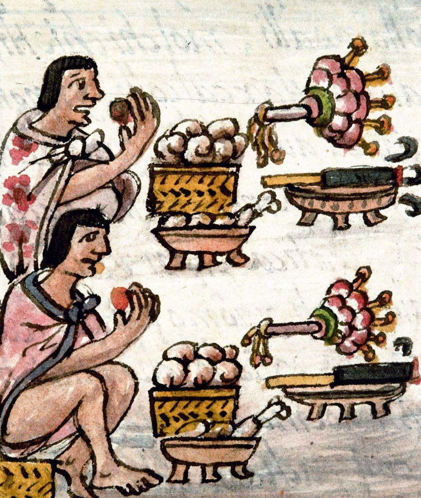 Ilustração do livro de Frei Bernardino de Sahagún sobre indígenas americanos