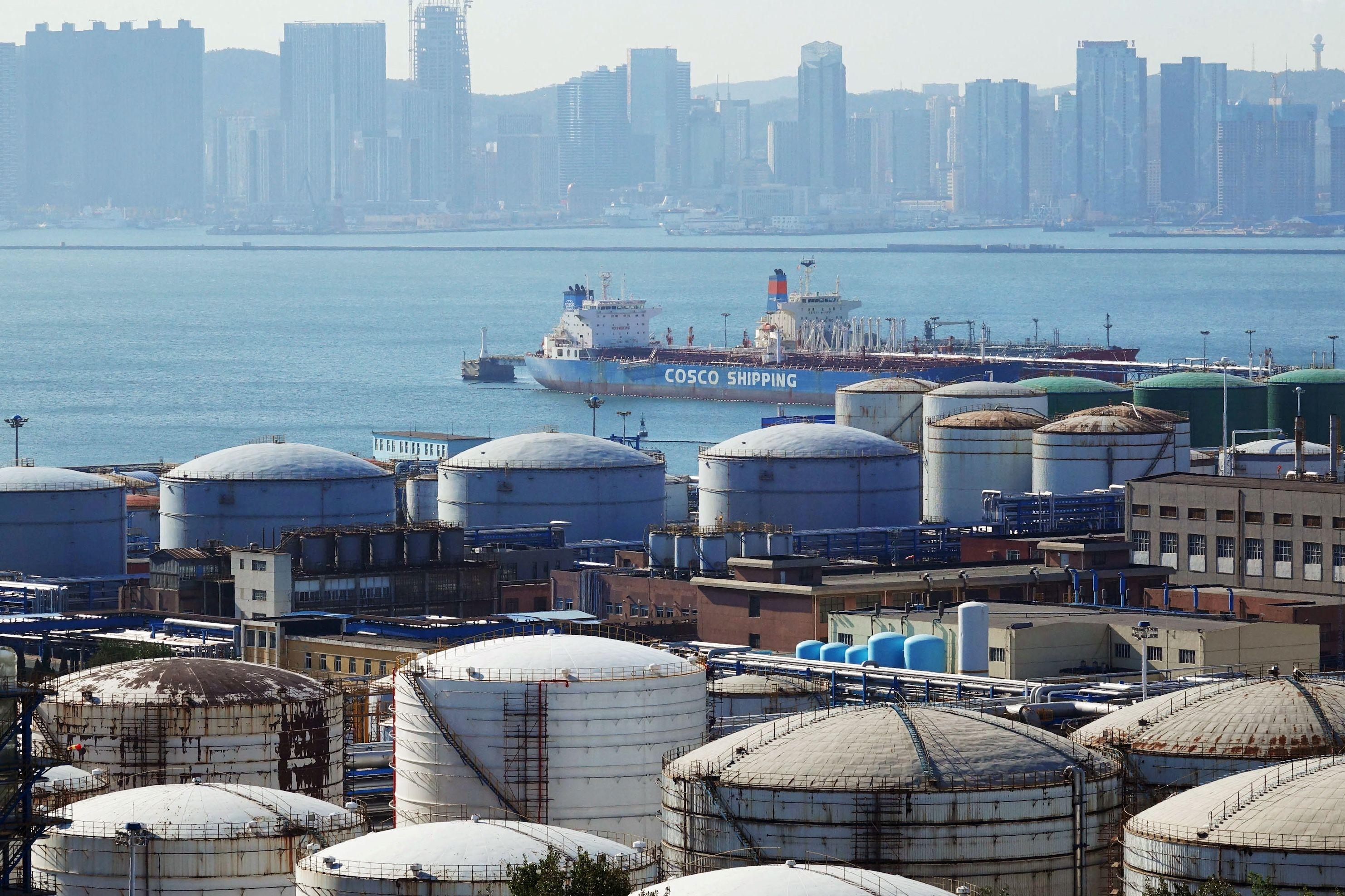 Oil tanks in China's Liaoning province
