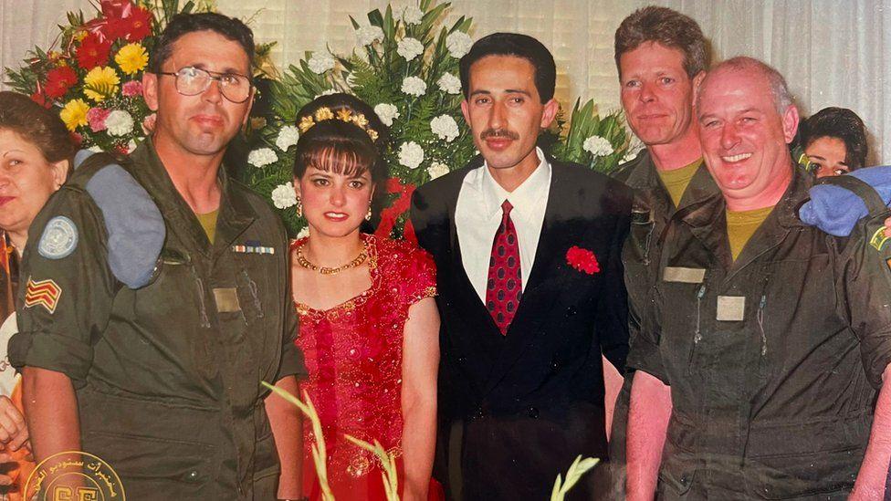 Irish troops from Unifil attended Ali and Bassima's wedding posing for a photo