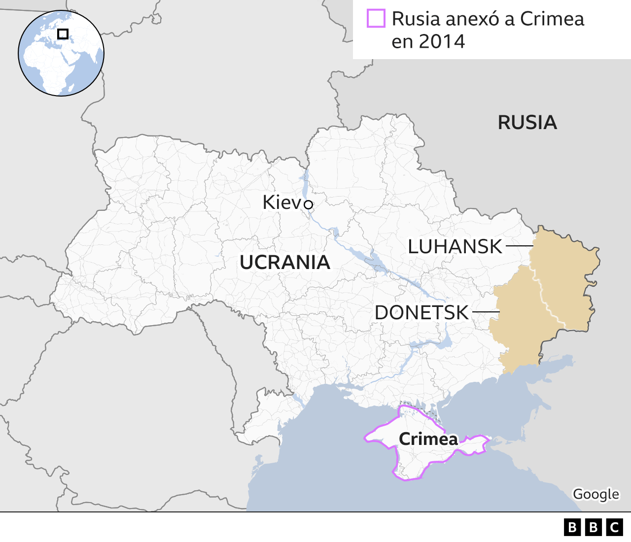 Mapa de Crimea y Ucrania