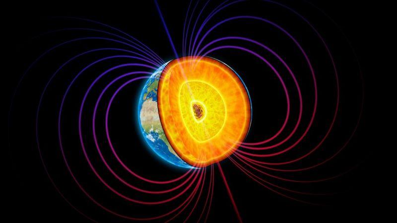 Ilustração do campo magnético da Terra