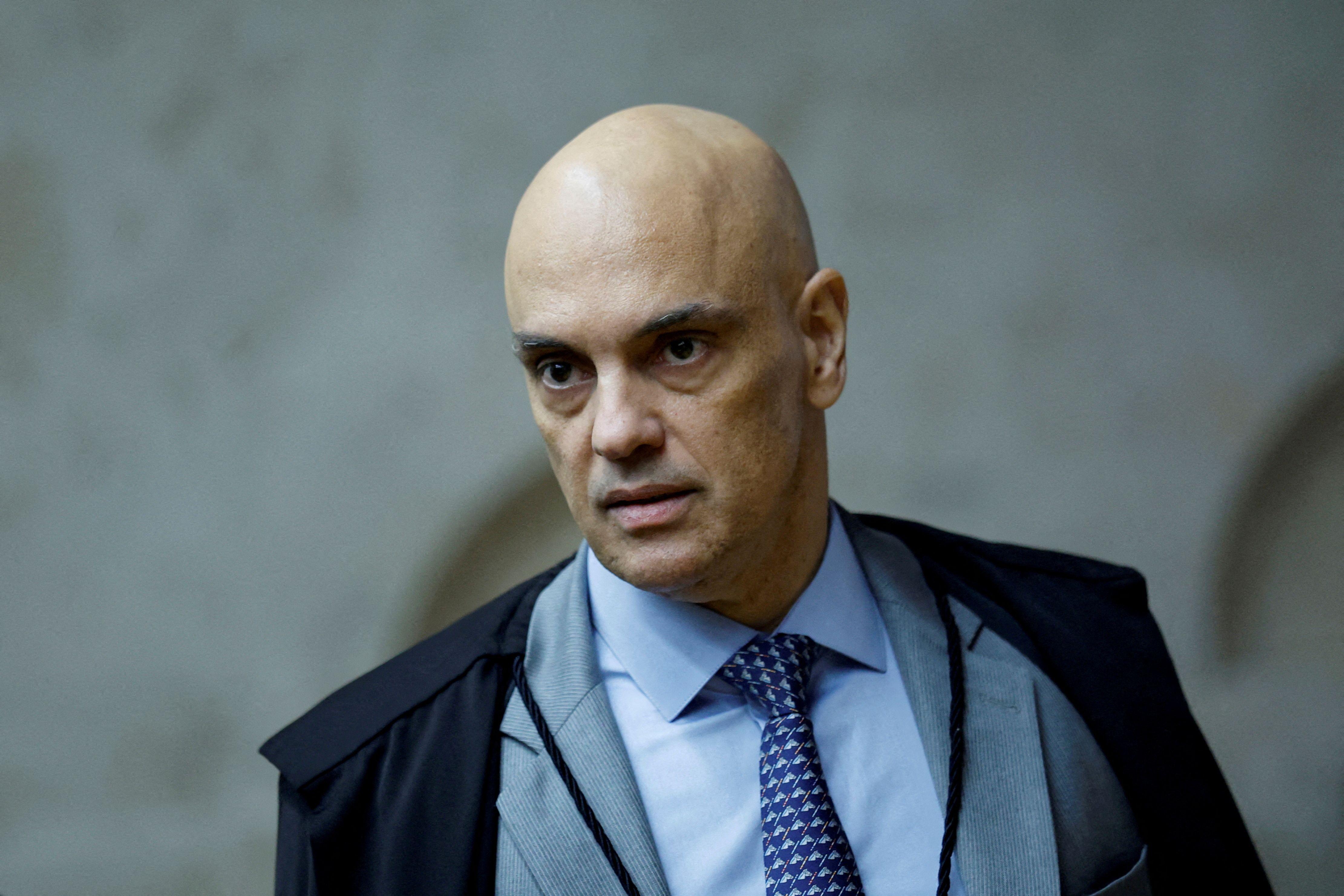  O juiz do Supremo Tribunal Federal Alexandre de Moraes participa de uma sessão do Supremo Tribunal Federal em Brasília