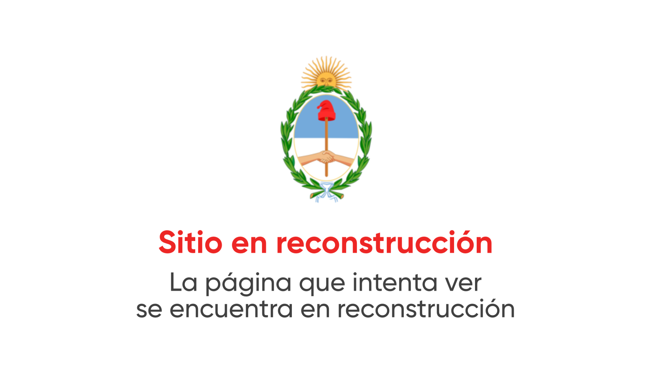 Mensagem no site da TV Pública: “A página encontra-se em reconstrução”