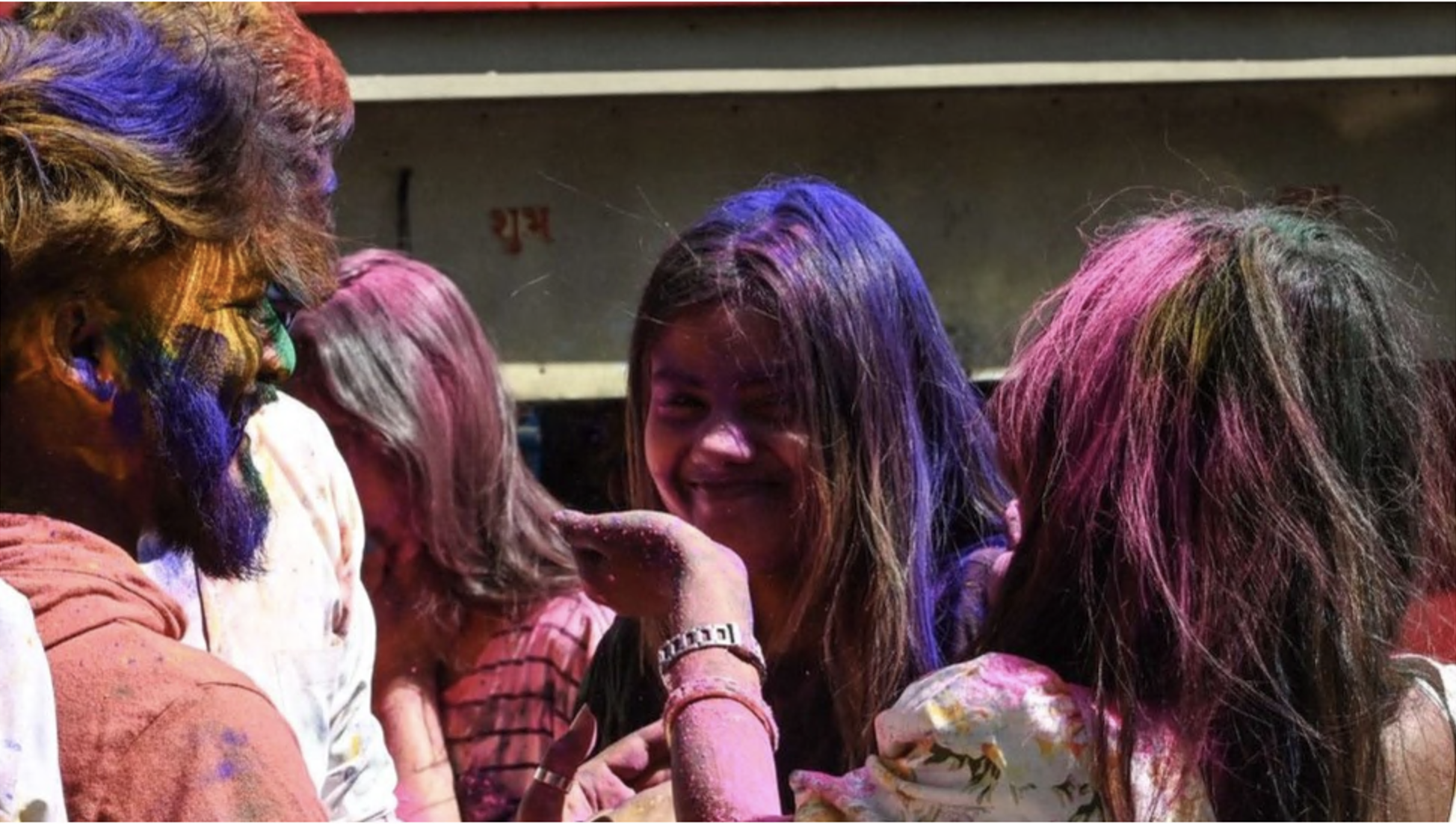 Students play holi with colors and Gulal