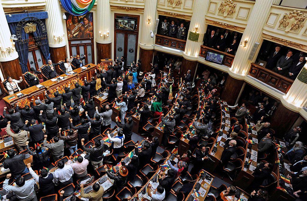 Interior del recinto de la Asamblea Nacional de Bolivia.