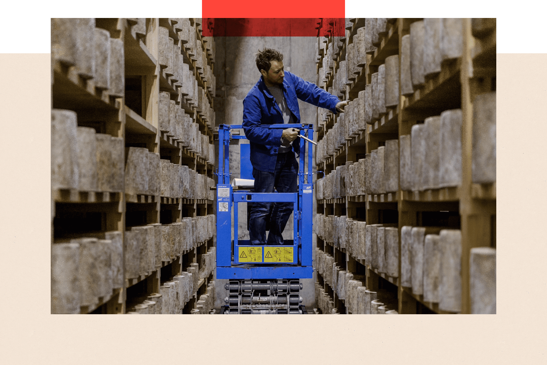 Image of cheesemaker Tom Calver in his storeroom