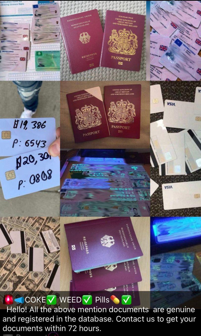 Imagens de passaportes roubados 