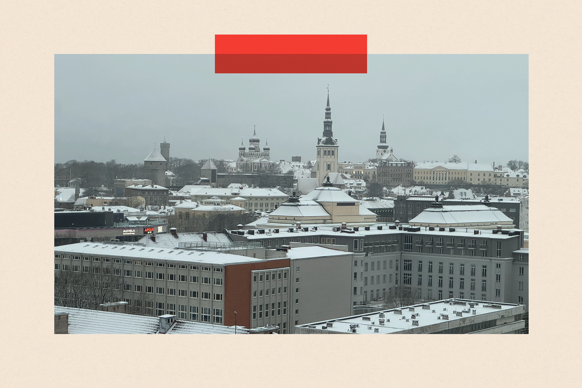 Buildings in Tallinn which are slightly snow covered 