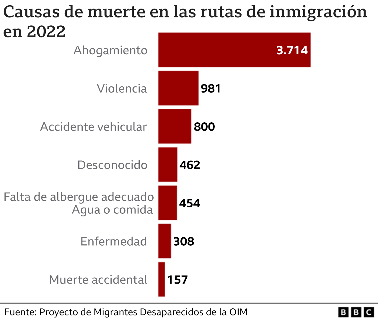 Gráfico sobre las causas de las muertes de sin papeles en el mundo.