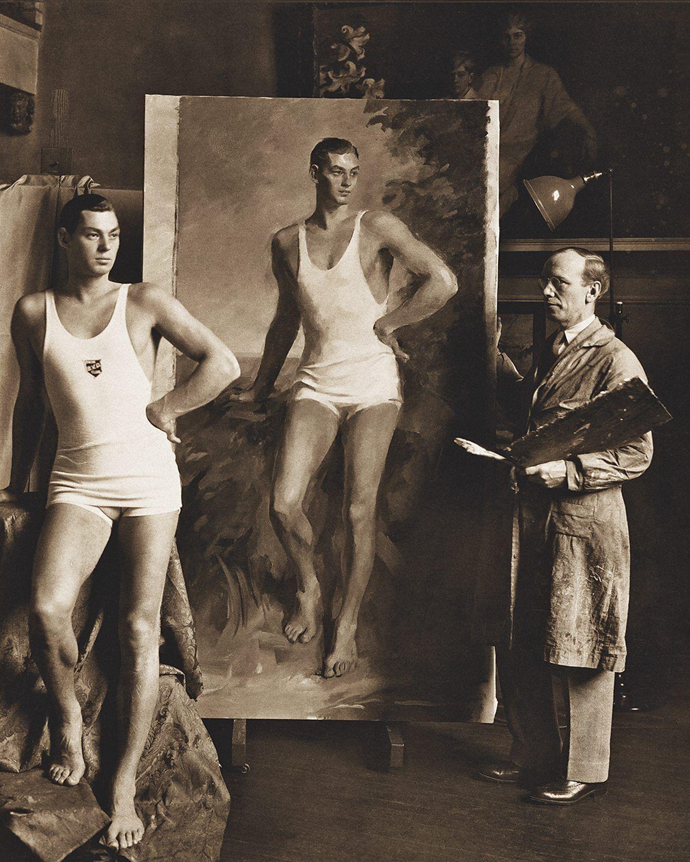 Johnny Weissmuller posa para el artista John Hubbard Rich (1931)