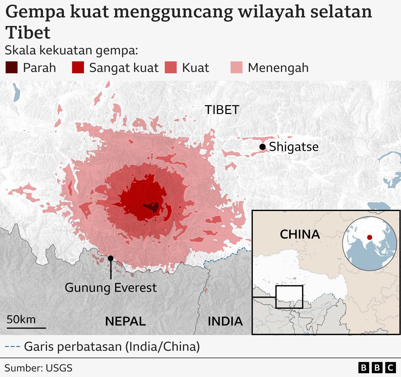 Grafis gempa tibet