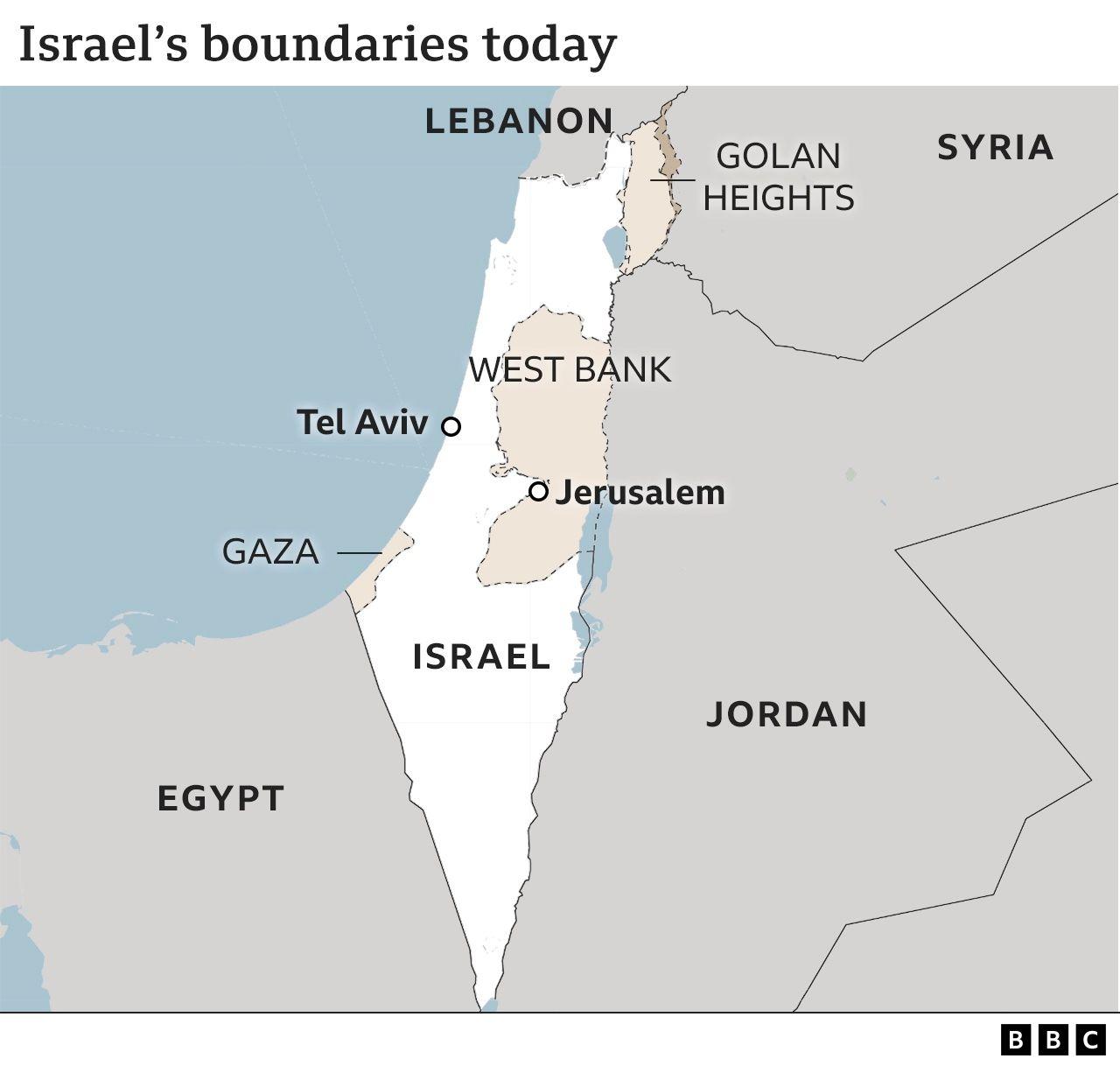 Map of Israel's boundaries