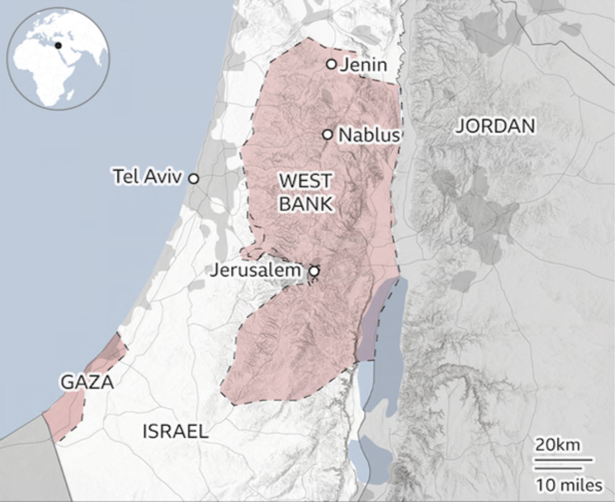 Peta Gaza, Tepi Barat dan Israel