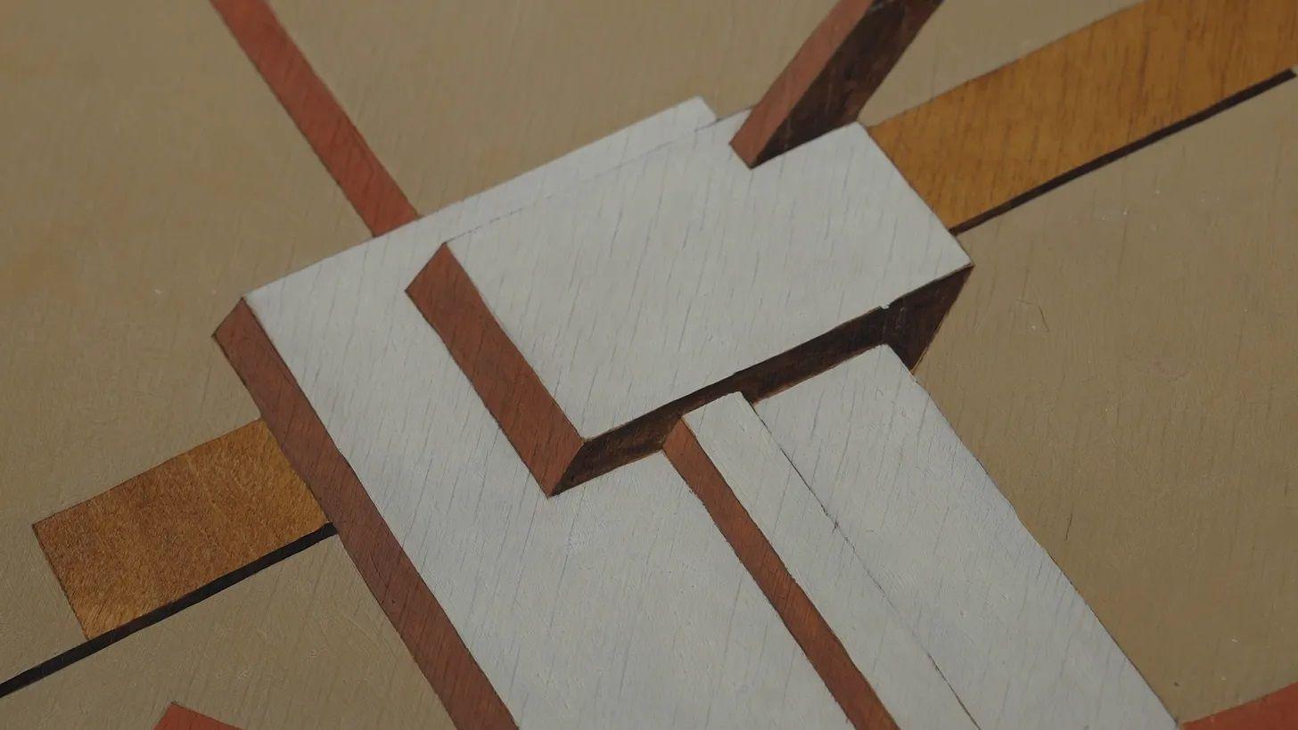 Detalle de la supuesta pintura de El Lissitzky comprada por la madre de Beatrice Gimpel McNally