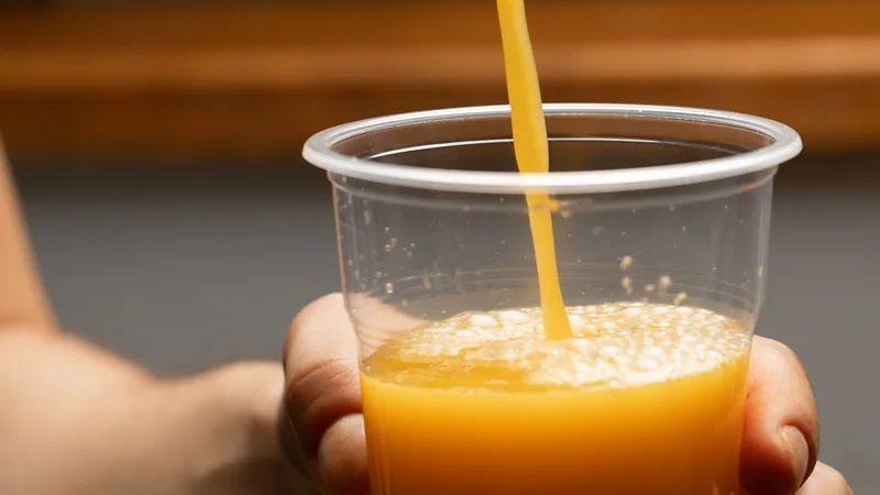 Foto de um copo de suco de laranja